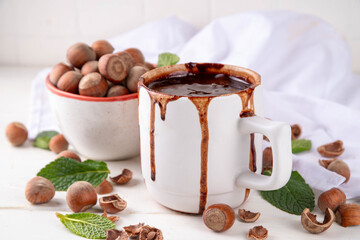 Hazelnut hot chocolate drink