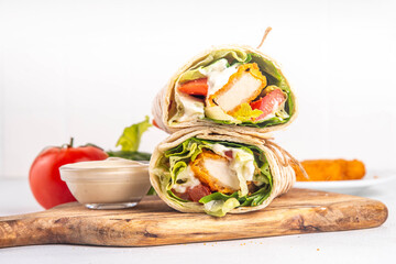 Fried chicken wraps with nuggets