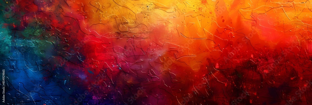 Poster vibrant explosion of abstract expression in fiery acrylic tones