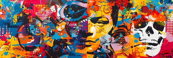 Fototapeta premium Vibrant Explosion of Colorful Abstract Patterns and Shapes Forming a Captivating and Enigmatic Digital Artwork