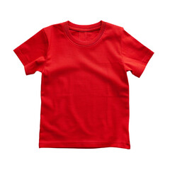 Studio photo of red kids t shirt on transparent background with alpha channel Generative Ai 
