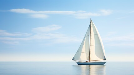 Fototapeta premium Sailing yacht in the sea at sunset.
