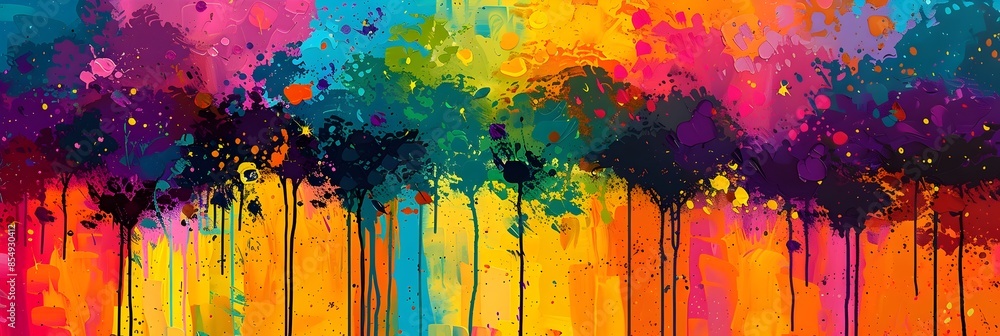 Poster vibrant explosion of colors and textures a captivating abstract landscape