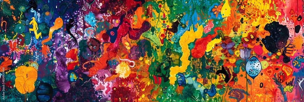 Aufkleber vibrant explosion of expression colorful abstract painting for contemporary spaces