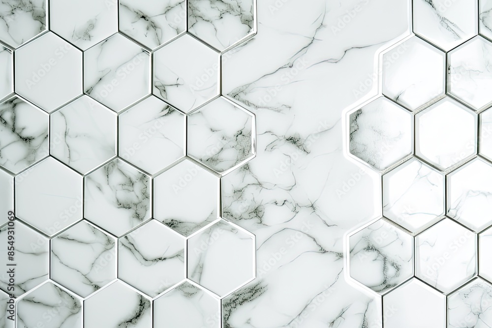 Poster a tile with a hexagonal pattern on it, chic and modern marble hexagon pattern