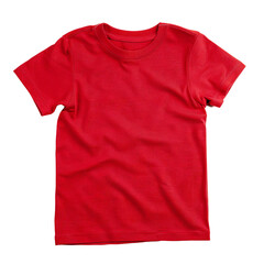 Studio photo of red kids t shirt on transparent background with alpha channel Generative Ai 