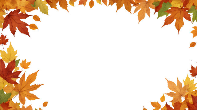 Transparent background with autumn leaves.
