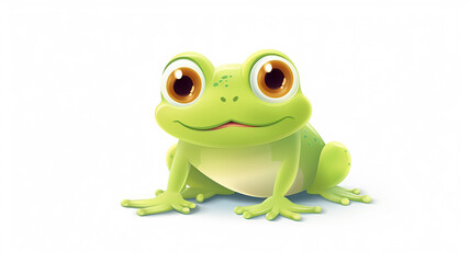 Obraz premium cute cartoon frog with big eyes and smile, illustration for kids