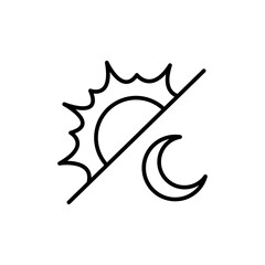 Sun and moon outline icons, minimalist vector illustration ,simple transparent graphic element .Isolated on white background