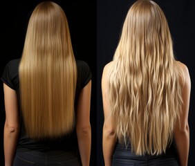 Naklejka premium Two different hairstyles, one with long hair and the other with short hair