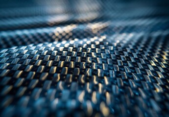 Fototapeta premium Extreme close-up macro photography of the detailed fibers of a sheet of carbon fiber