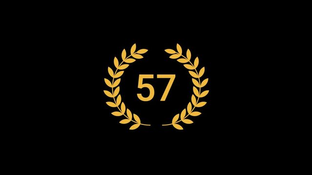 57 Number laurel wreath Animation transparent background