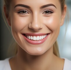 A woman with a bright smile and a pink lip color