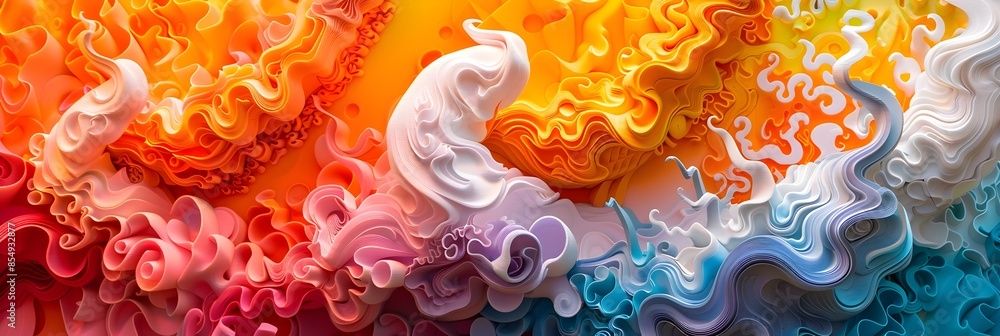 Poster vibrant fluid abstract art with swirling colorful patterns and shapes