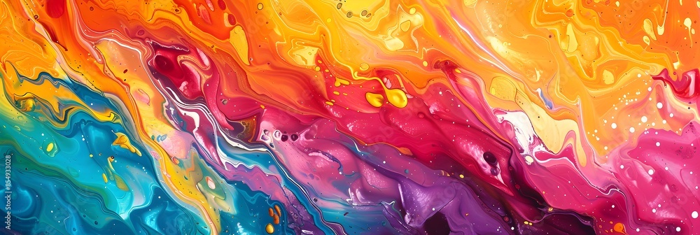 Aufkleber vibrant fluid abstraction swirling colorful paint in mesmerizing ethereal composition
