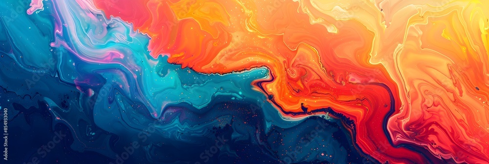 Aufkleber vibrant fluid abstract painting with swirling bursts of color and light conjuring a captivating and 