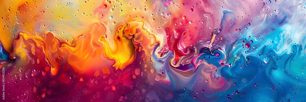 Aufkleber vibrant fluid art composition with mesmerizing color blends and dynamic swirling movements