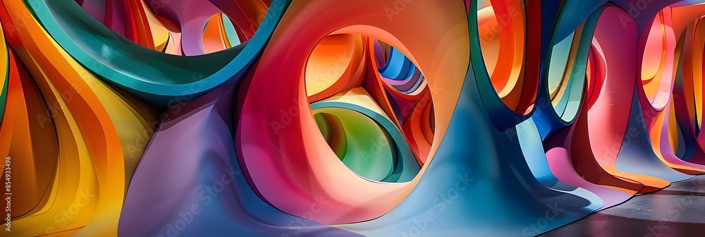 Leinwandbilder vibrant fluid curves and swirling shapes creating a mesmerizing abstract artwork