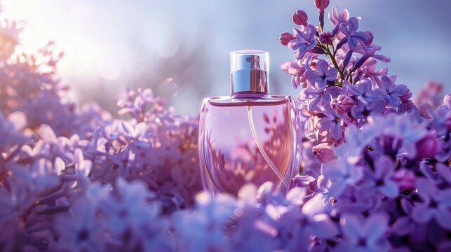 Floral perfume with lilac notes perfect for spring and summer advertising targeting women