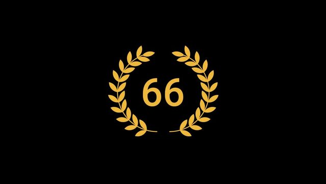 66 Number laurel wreath Animation transparent background