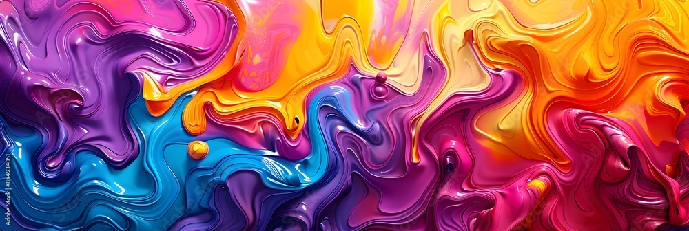 Poster vibrant fluid fusion of captivating colorful swirls and splashes evoking dreamlike imagination and c
