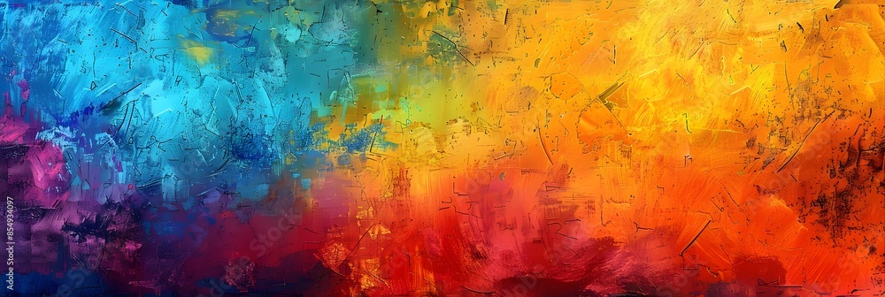 Poster vibrant fluid landscape of colorful abstract brushstrokes expressing emotion and movement in a conte