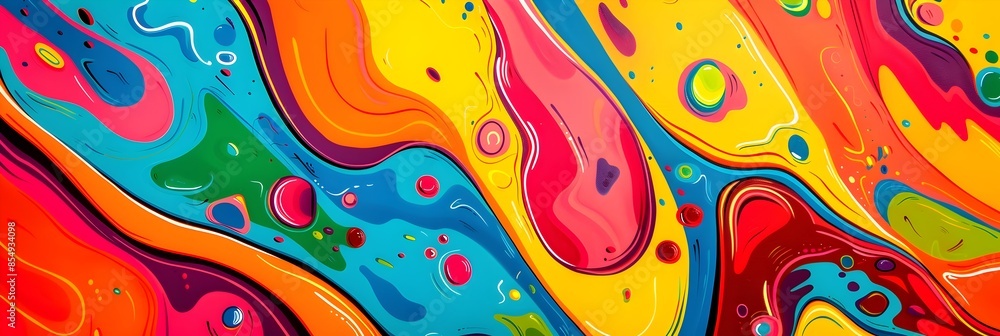 Fototapete vibrant fluid motion and dynamic color explosion in abstract digital art background