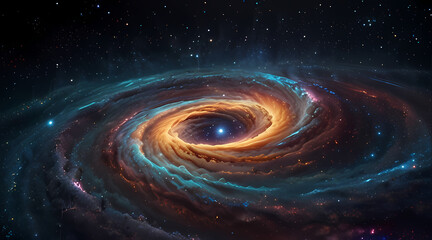 Obraz premium Visualize an outer space scene with holographic waves emanating from a distant galaxy, illuminating the stars