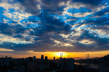 sunset over the city