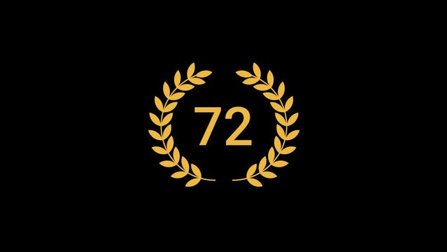 72 Number laurel wreath Animation transparent background