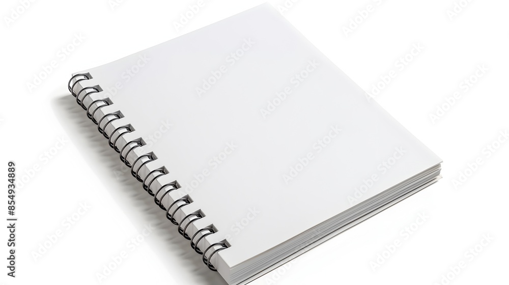 Poster spiral-bound notebook with open cover on white background