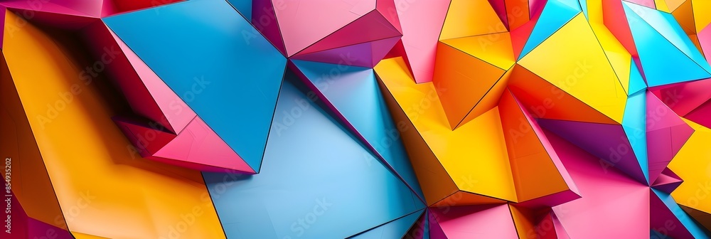 Aufkleber vibrant geometric abstract shapes and patterns in vivid colors for modern digital wallpaper or graph