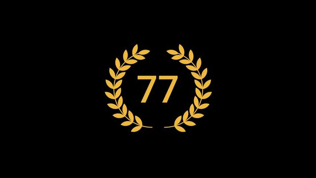 77 Number laurel wreath Animation transparent background