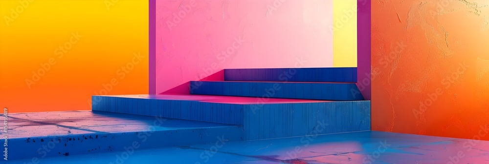 Poster vibrant geometric backdrop for modern product display or architectural presentation