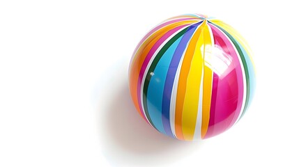 Colorful Striped Beach Ball Isolated on White Background
