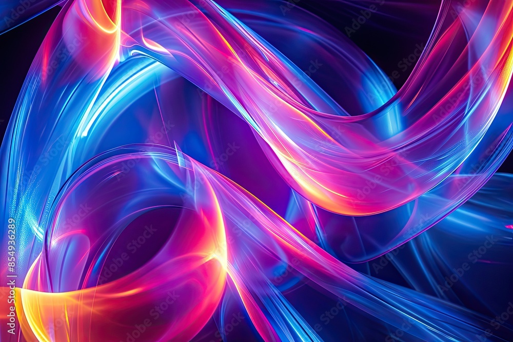 Aufkleber a colorful abstract background with a black background, Luminous neon abstract shapes