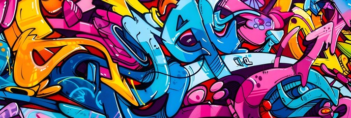 Obraz premium Vibrant Graffiti Art on Urban Wall Showcasing Colorful Abstract Expression