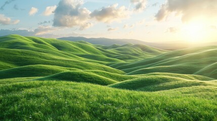 Obraz premium Organic Flowing Green Lines Modern Art