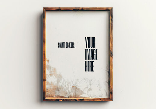 Grunge Wood Frame Mockup With Generative AI