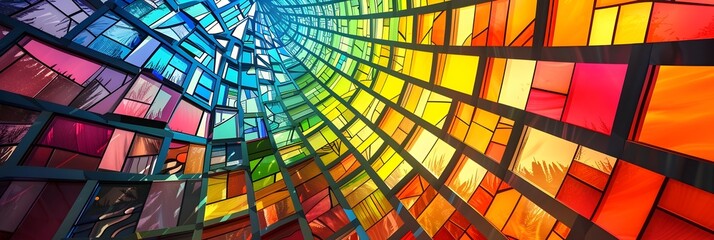 Vibrant Kaleidoscope of Geometric Prismatic Glass Artwork Casting Captivating Colorful Reflections