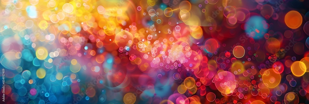 Poster vibrant kaleidoscopic bokeh abstract background with shimmering radiant sparkles and glowing iridesc