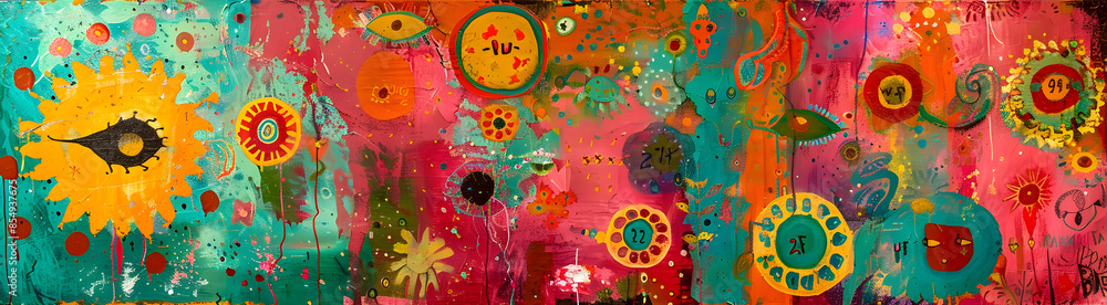 Aufkleber vibrant kaleidoscopic explosion of colorful abstract patterns and shapes