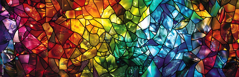 Aufkleber vibrant kaleidoscopic mosaic of colorful shattered glass shards creating a dramatic prismatic backdr