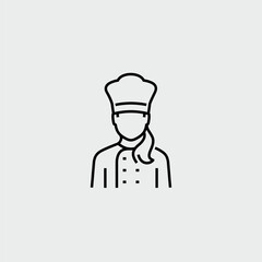 Restaurant Chef Woman Vector Line Icon