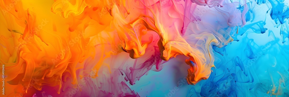 Leinwandbilder Vibrant Multicolored Smoke Explosion with Dynamic Fluid Motion and Swirling Patterns