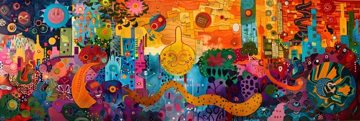 Vibrant Psychedelic Digital Art with Captivating Patterns Textures and Ethereal Designs