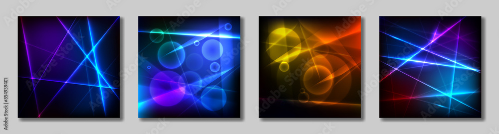 Poster set of tech background card. digital technology. geometric tech background. raster illustration. abs