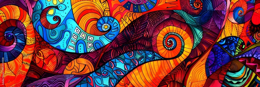 Aufkleber vibrant psychedelic kaleidoscope of captivating organic shapes and mesmerizing colors evoking a sens