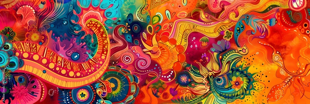 Leinwandbilder vibrant psychedelic swirls of captivating color and surreal imagination unleashed in visionary digit