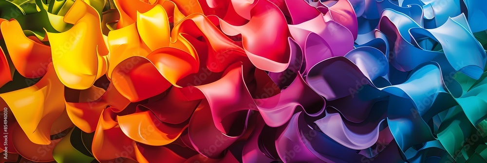 Aufkleber vibrant rainbow floral fabric backdrop with flowing gradient patterns